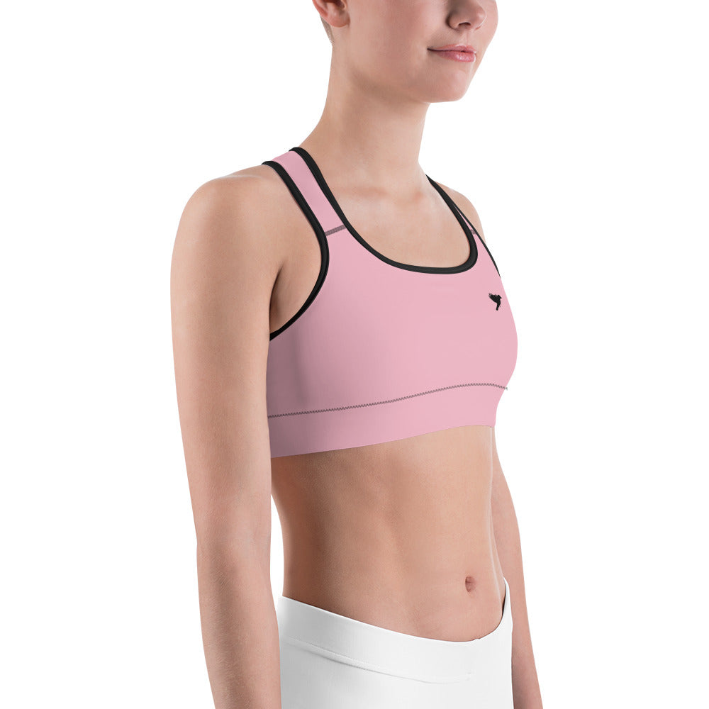 Womens Sports bra - Pink with black kookaburra logo