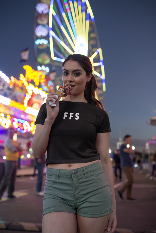 FFS - White Text - Womens Crop Tee