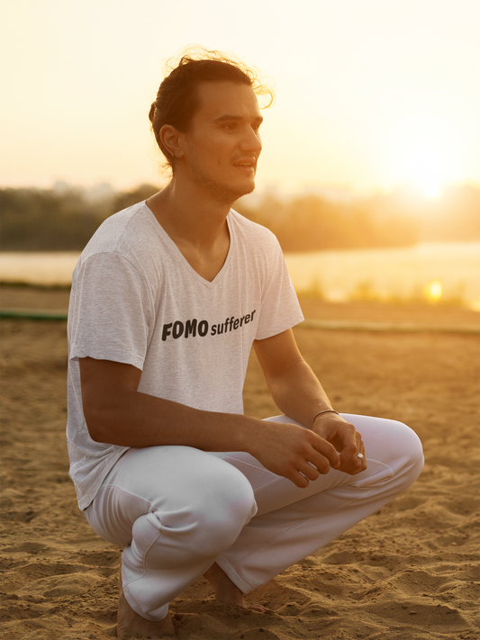 FOMO sufferer - Black Text - Mens V-Neck T-Shirt