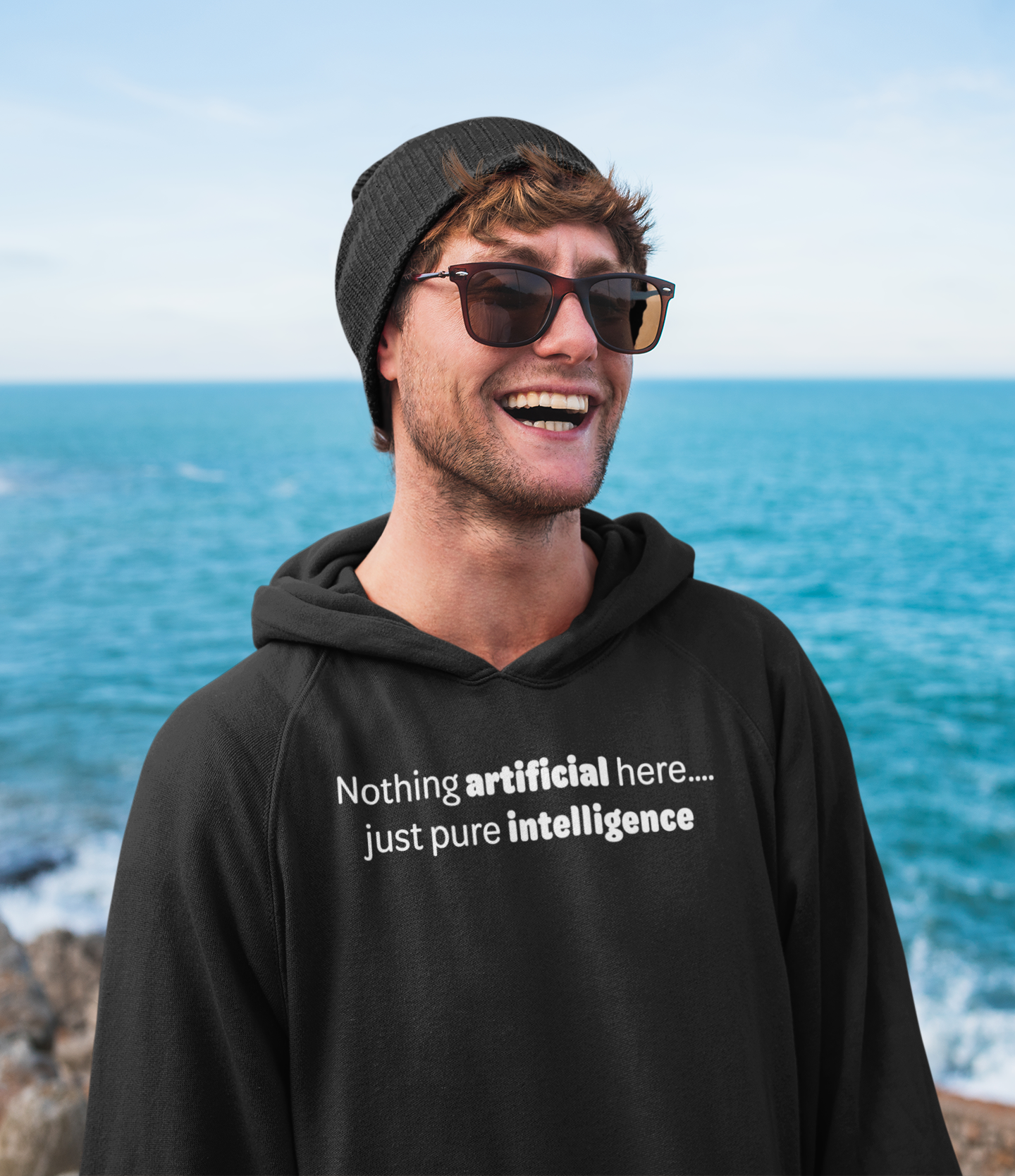 Artificial Intelligence - White text - Mens Hoodie