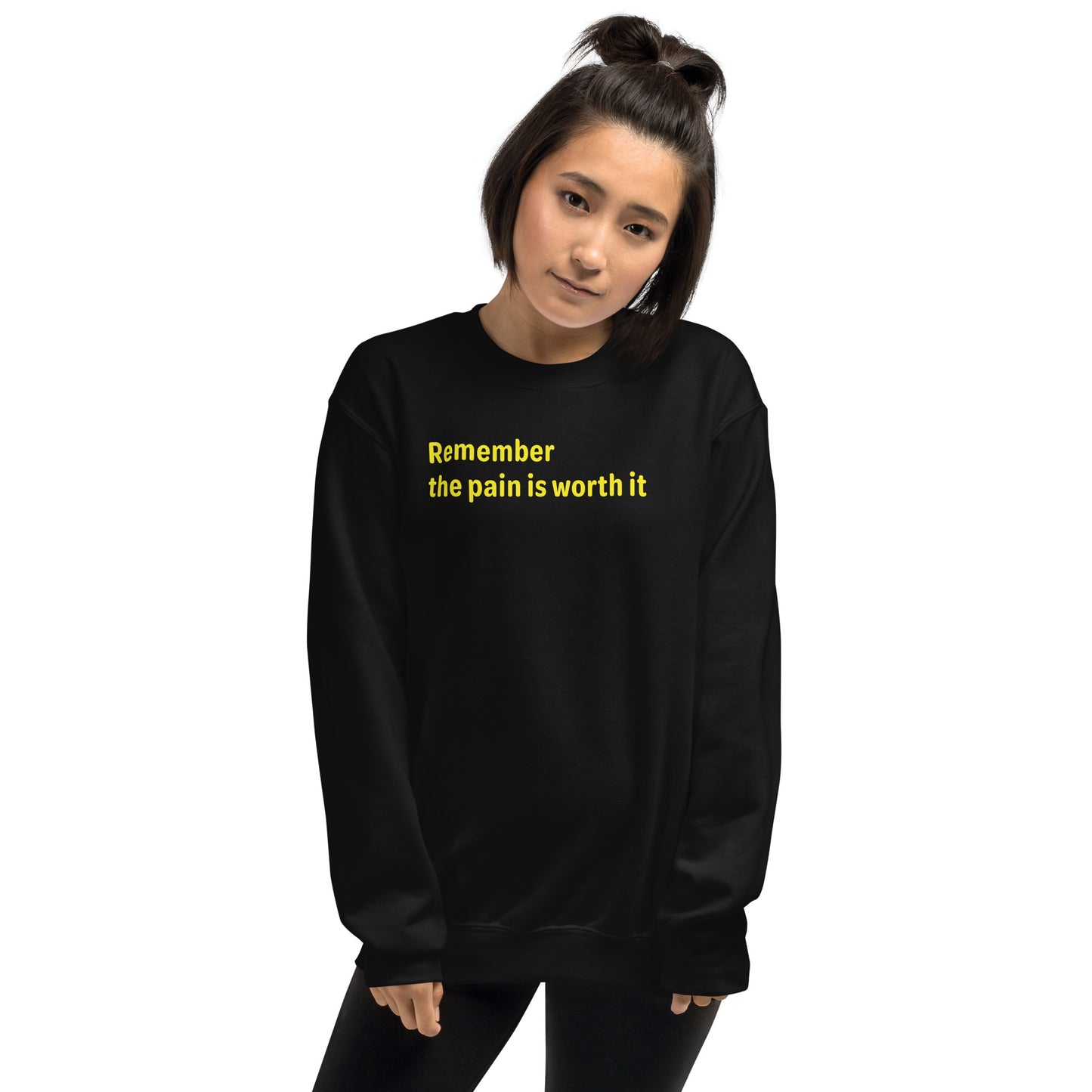 Pain is worth it - Yellow Text - Womens Sweatshirt