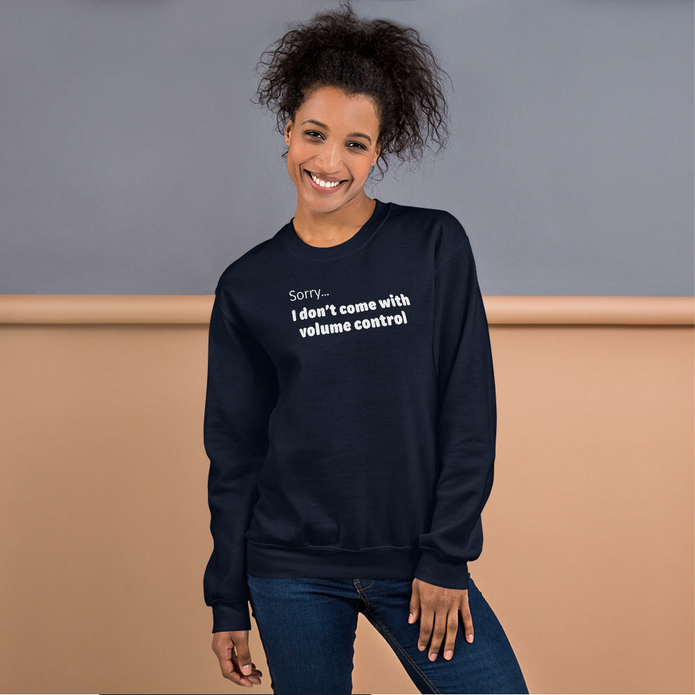 Volume control - White Text - Womens Sweatshirt