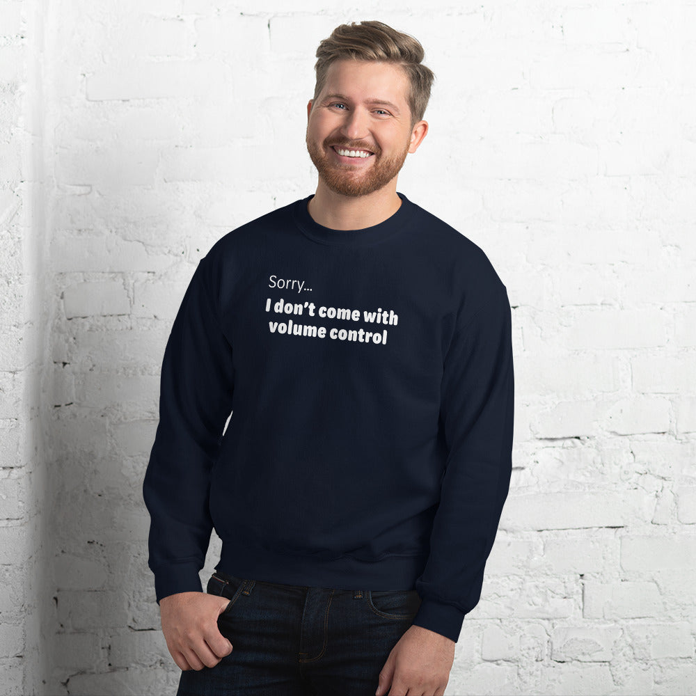 Volume control - White Text - Mens Sweatshirt