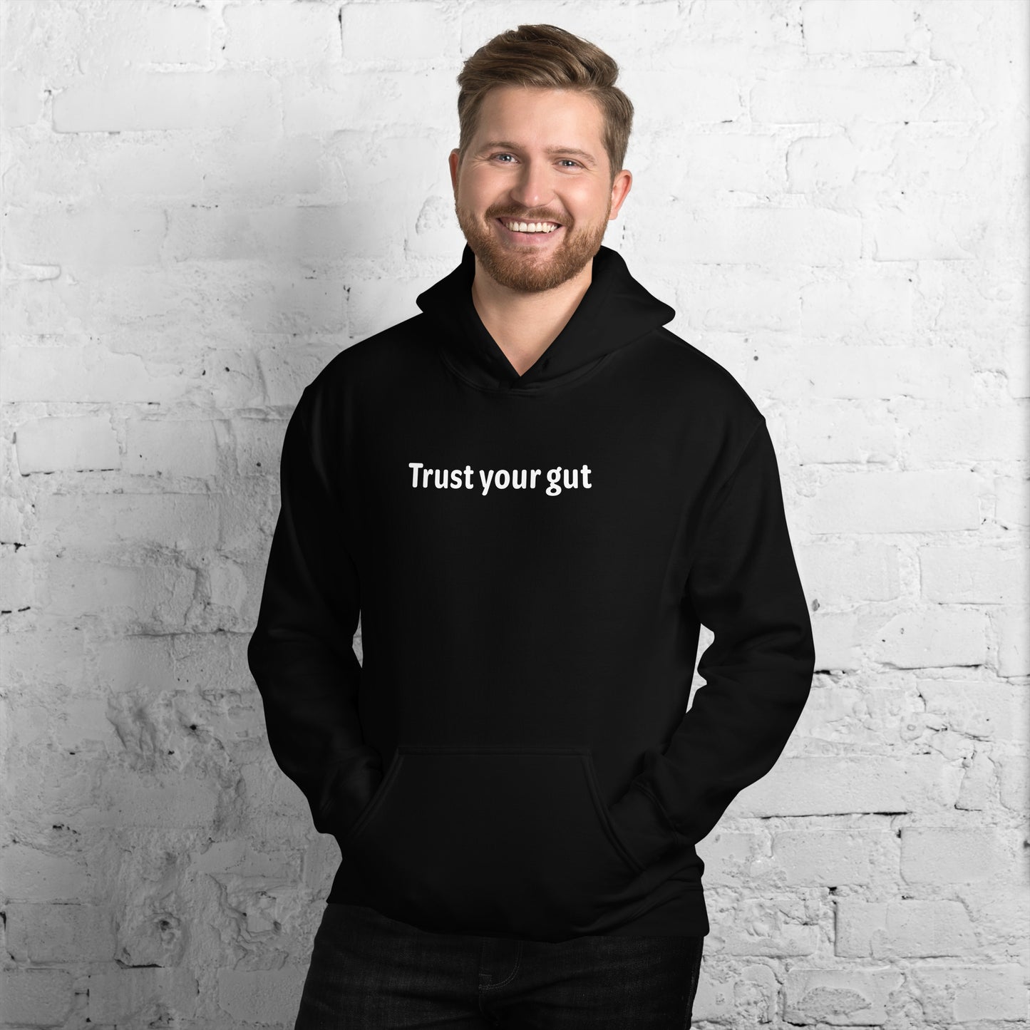 Trust your gut - White text - Mens Hoodie