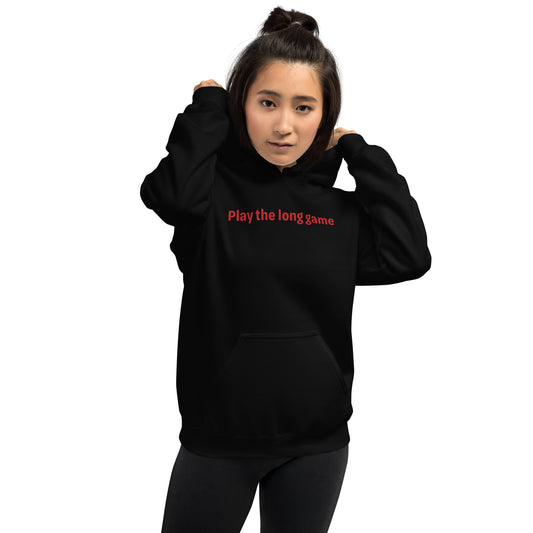 Play the long game - Red Text - Womens Hoodie