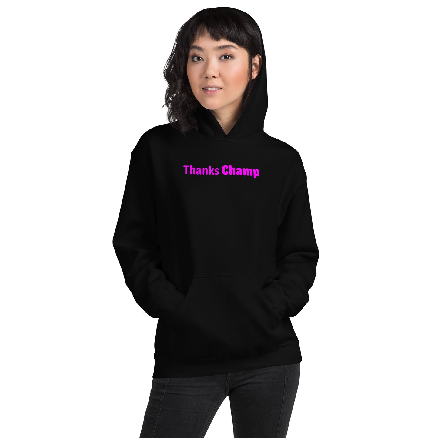 Thanks champ - Magenta Text - Womens Hoodie