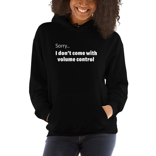 Volume control - White text - Womens Hoodie