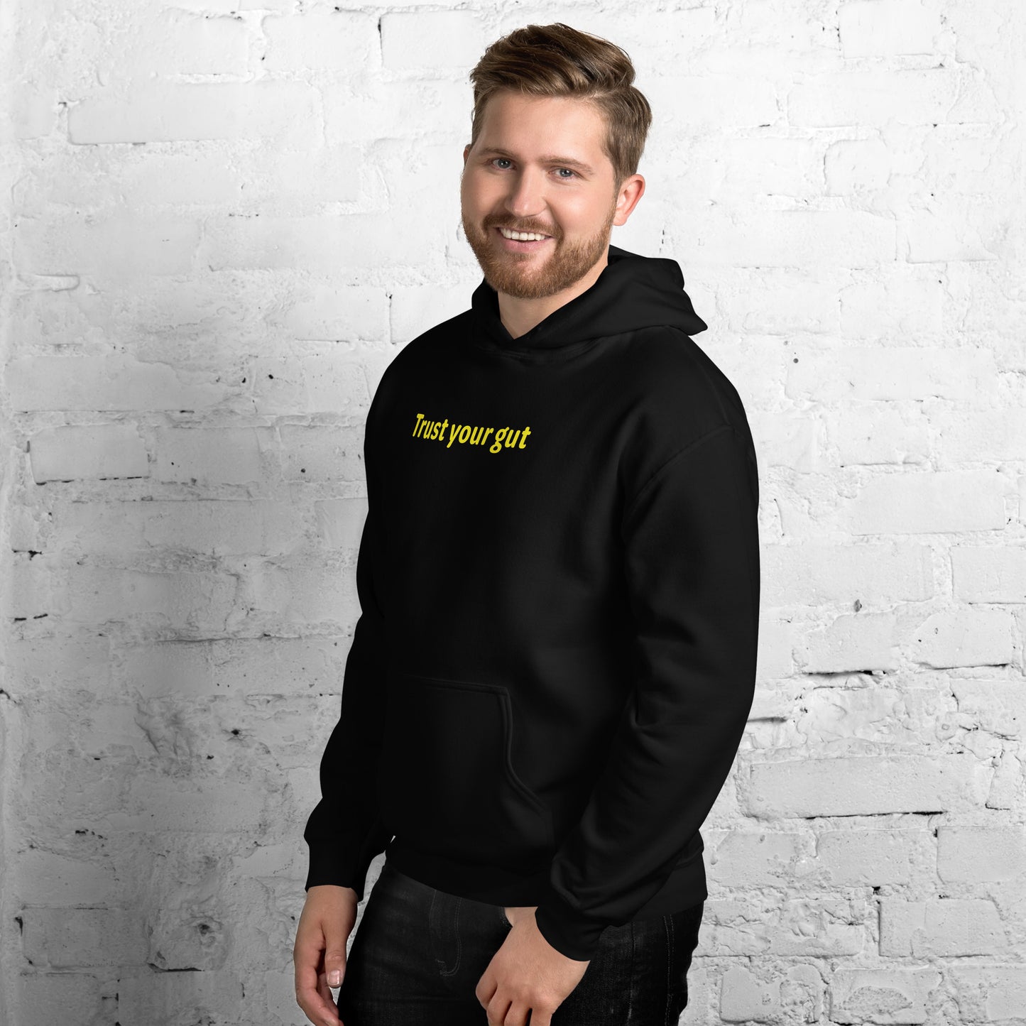 Trust your gut - Yellow text - Mens Hoodie