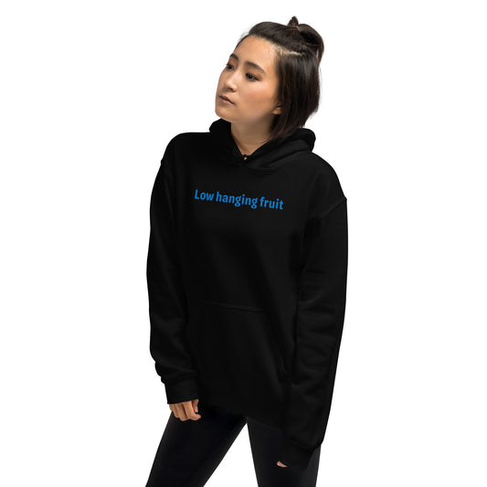 Low hanging fruit - Blue Text - Womens Hoodie