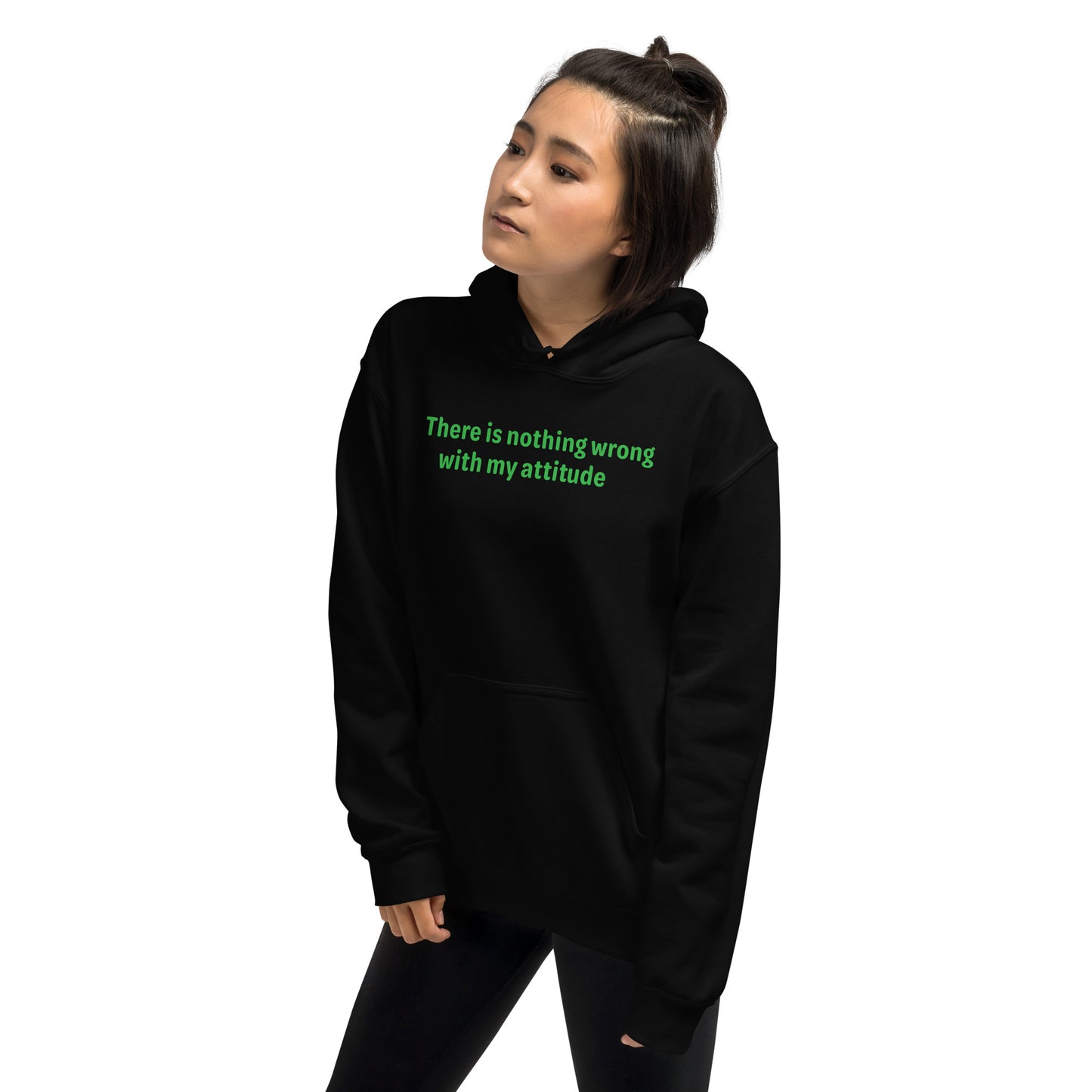 Attitude - Green Text - Womens Hoodie