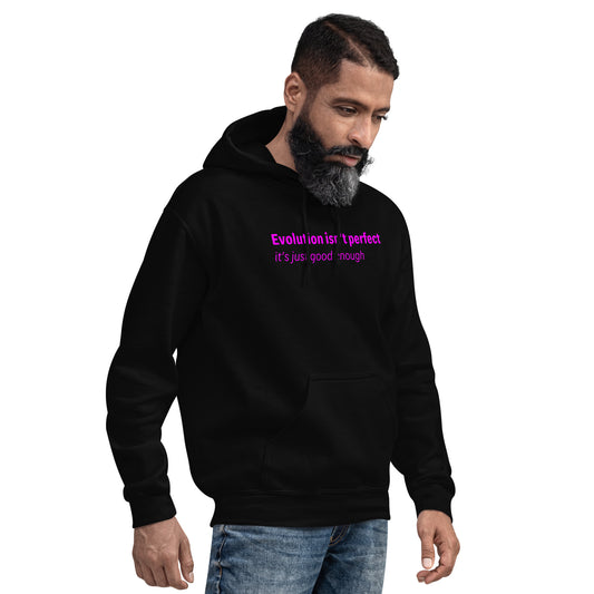 Evolution isn't perfect - Magenta text - Mens Hoodie