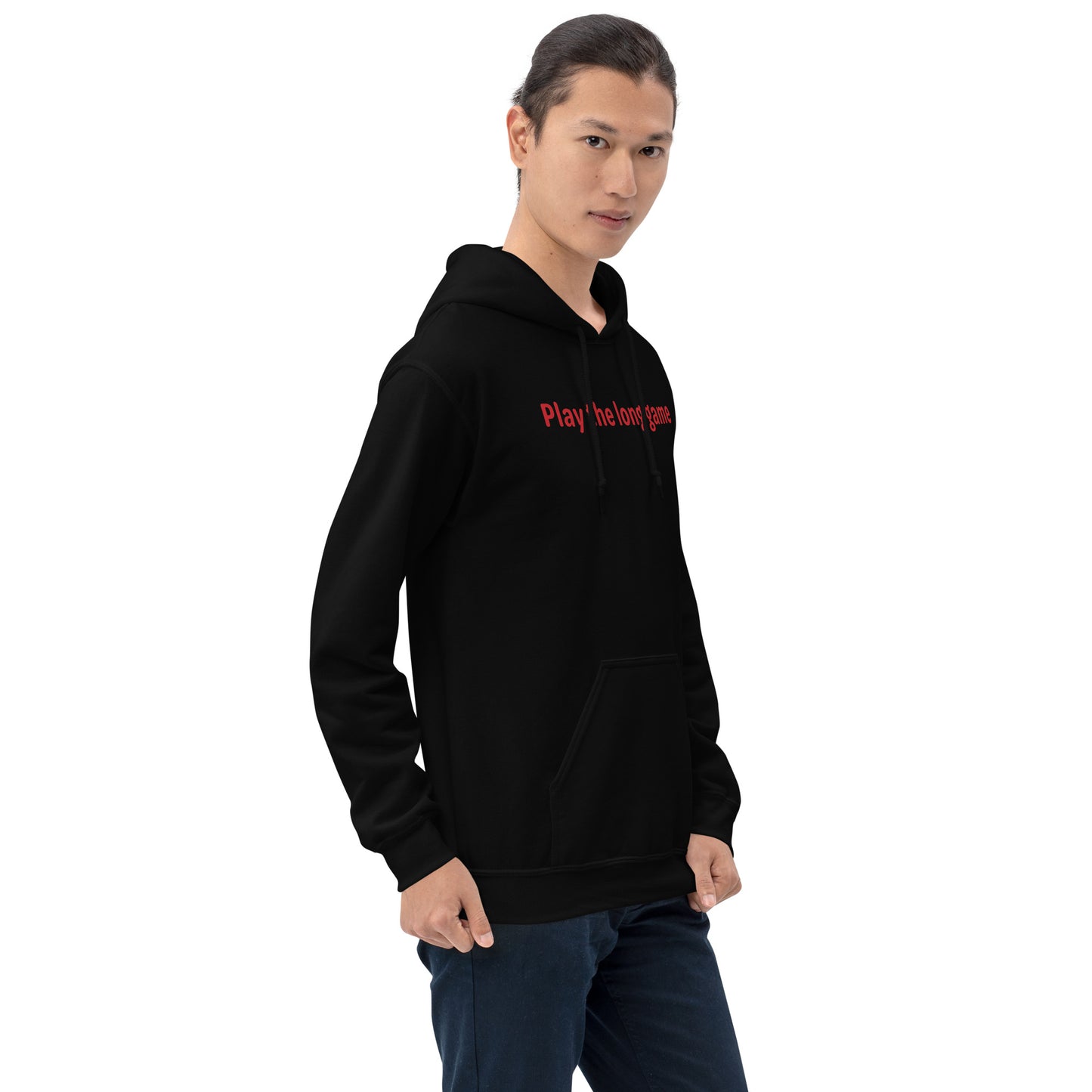 Play the long game - Red Text - Mens Hoodie