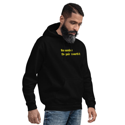 Pain is worth it - Yellow Text - Mens Hoodie