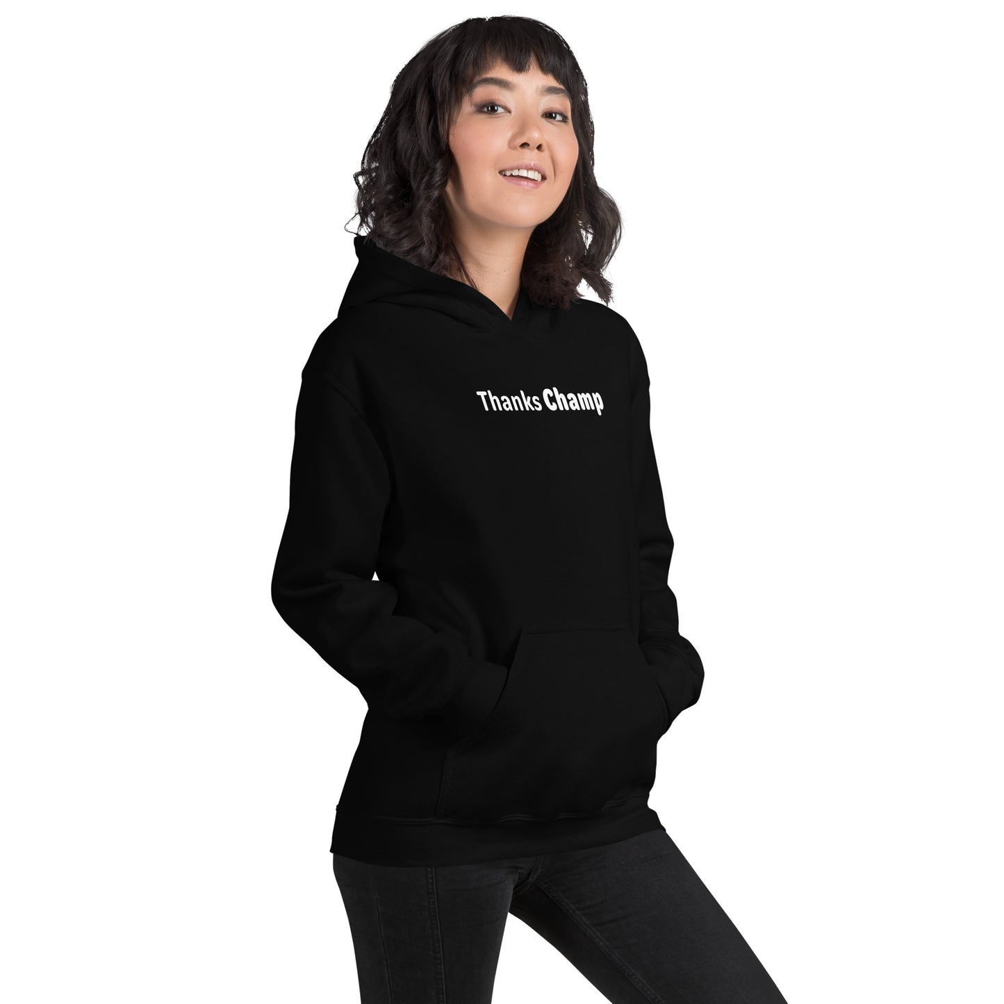 Thanks champ - White text - Womens Hoodie