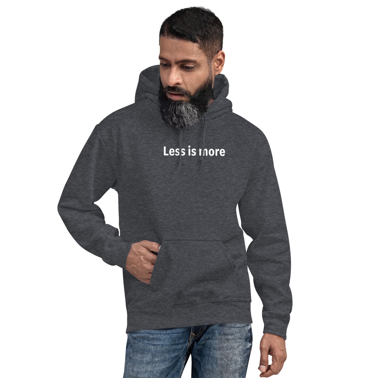 Less is more - White text - Mens Hoodie