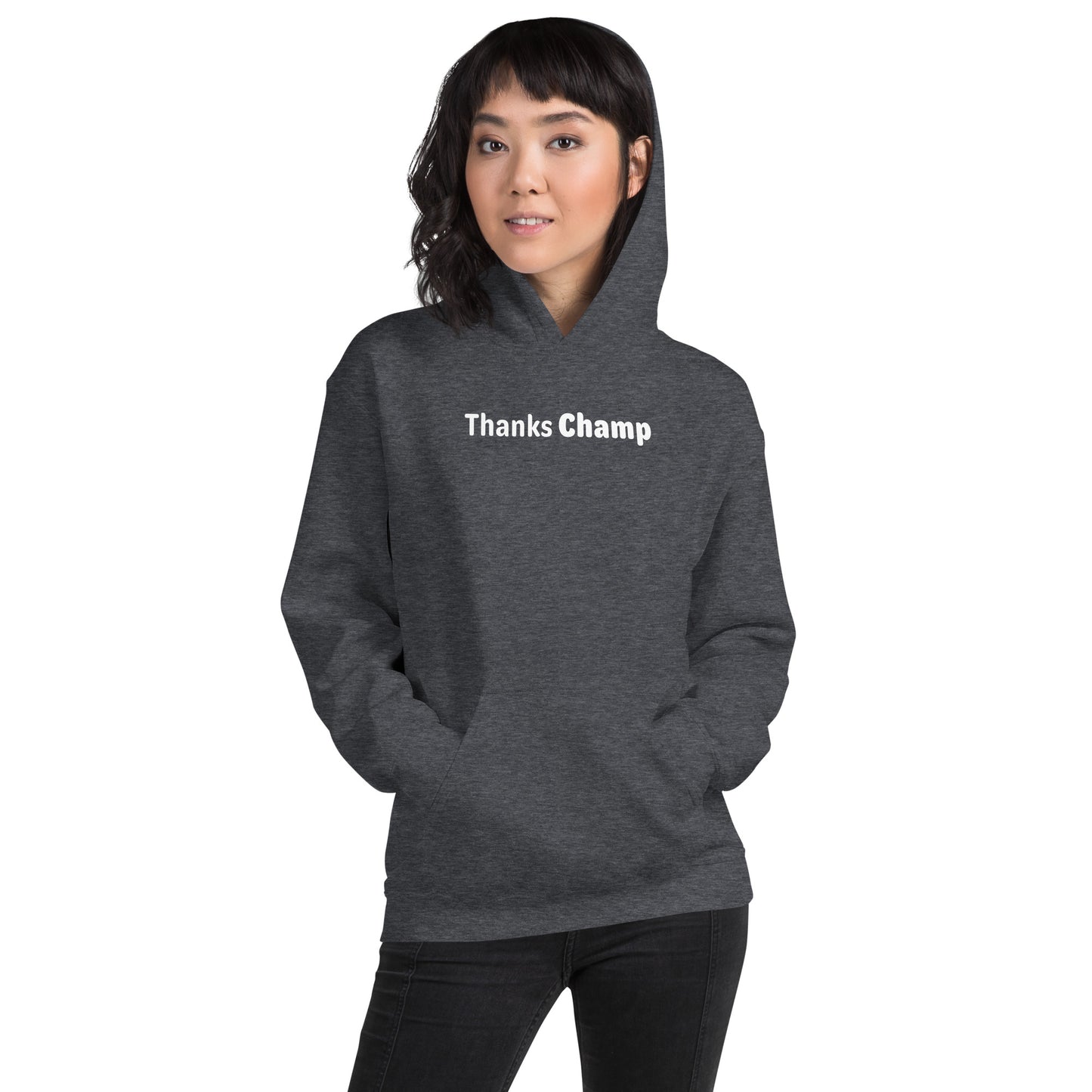 Thanks champ - White text - Womens Hoodie