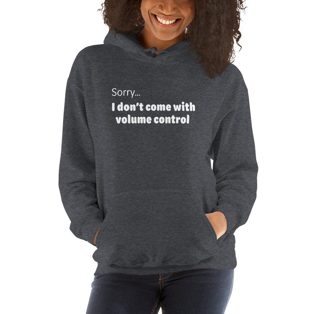 Volume control - White text - Womens Hoodie