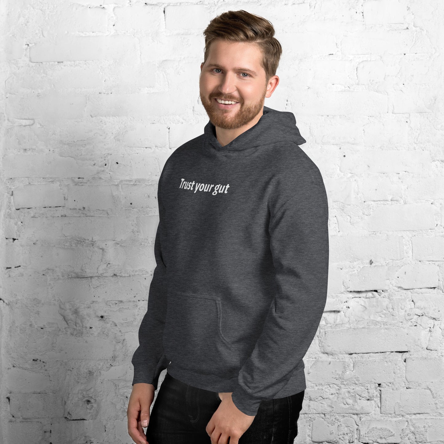 Trust your gut - White text - Mens Hoodie