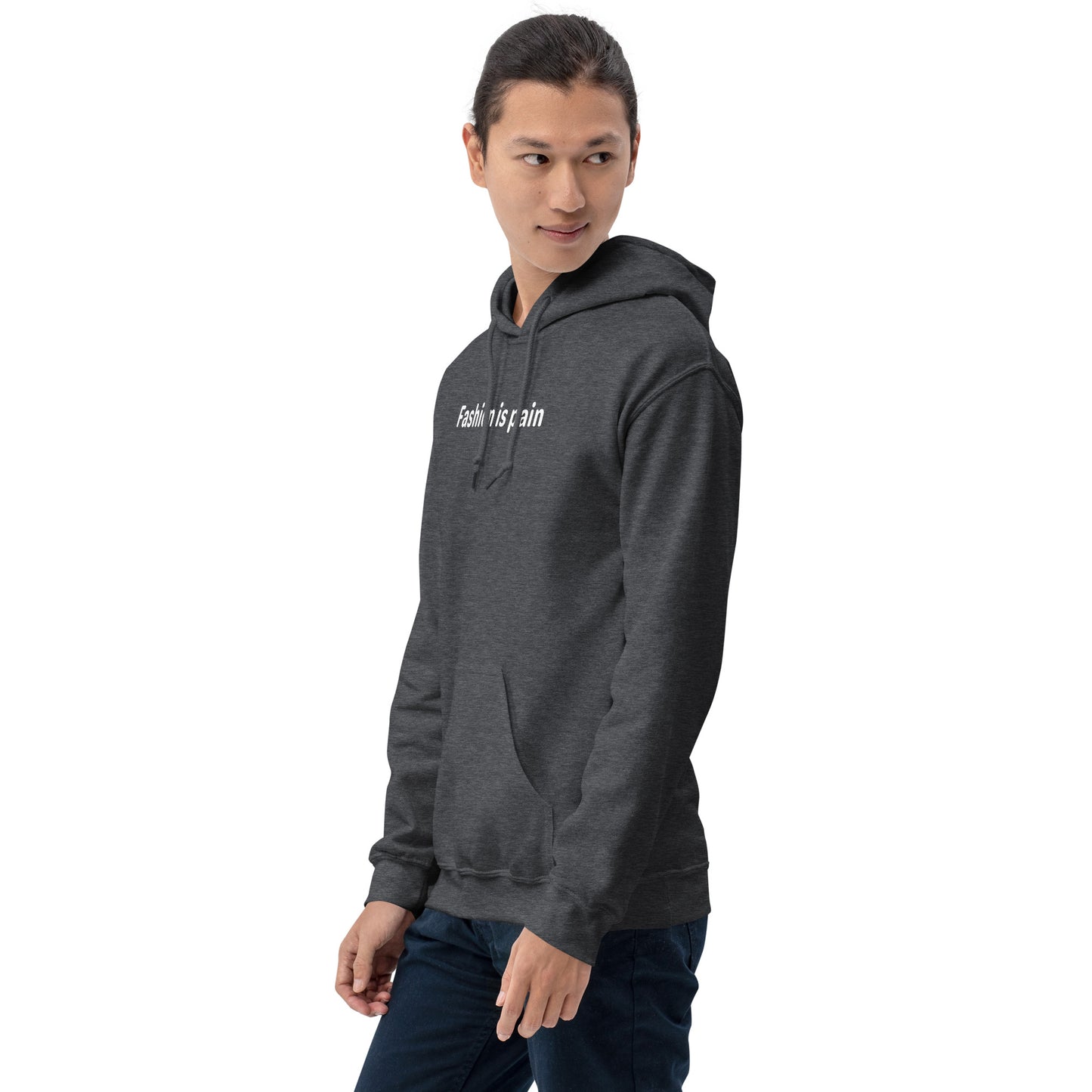 Fashion is pain - White text - Mens Hoodie