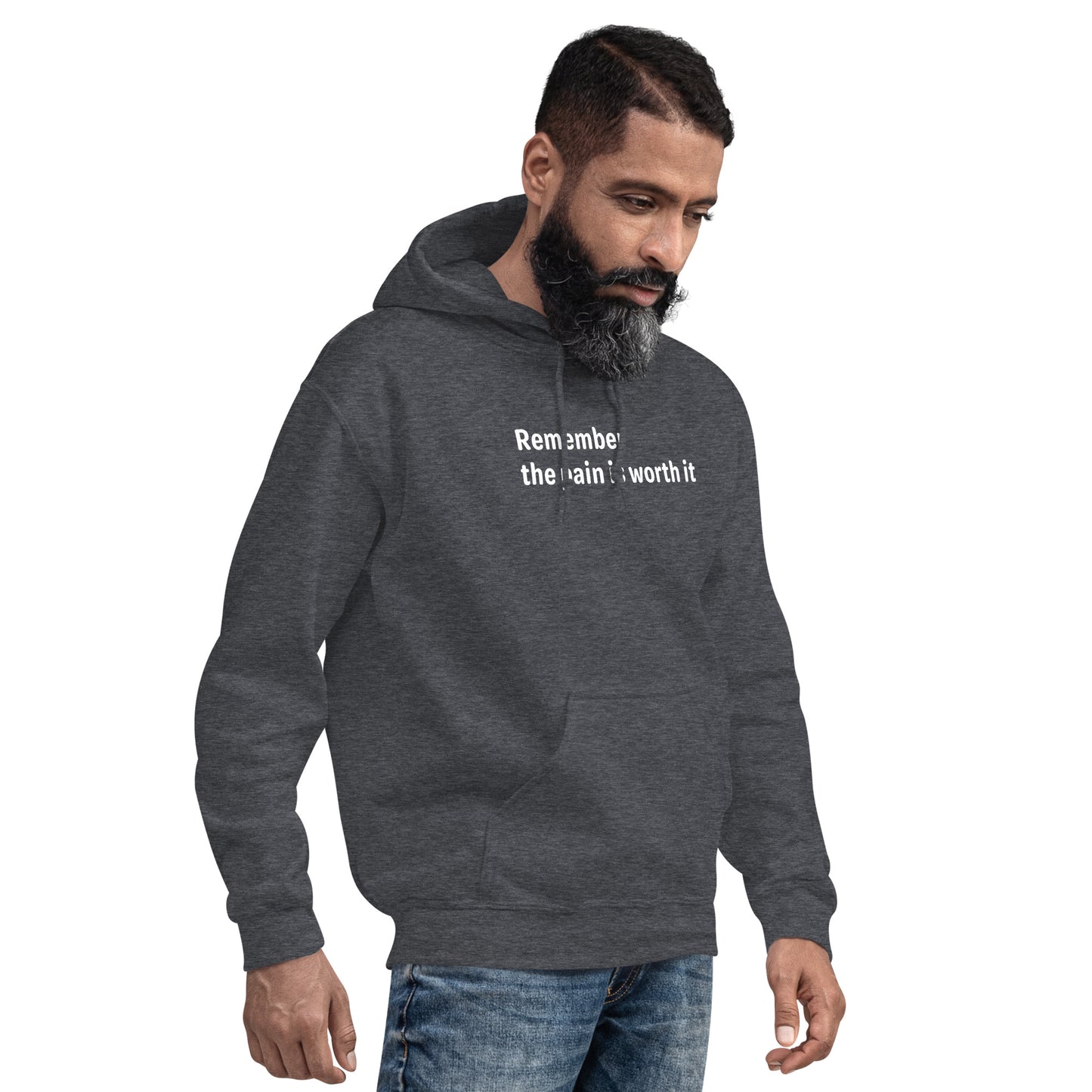 Pain is worth it - White text - Mens Hoodie