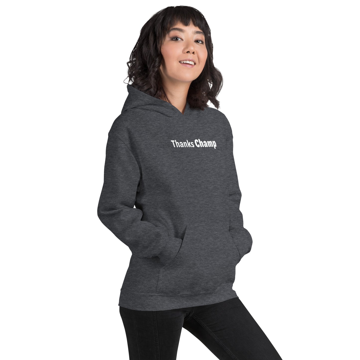 Thanks champ - White text - Womens Hoodie