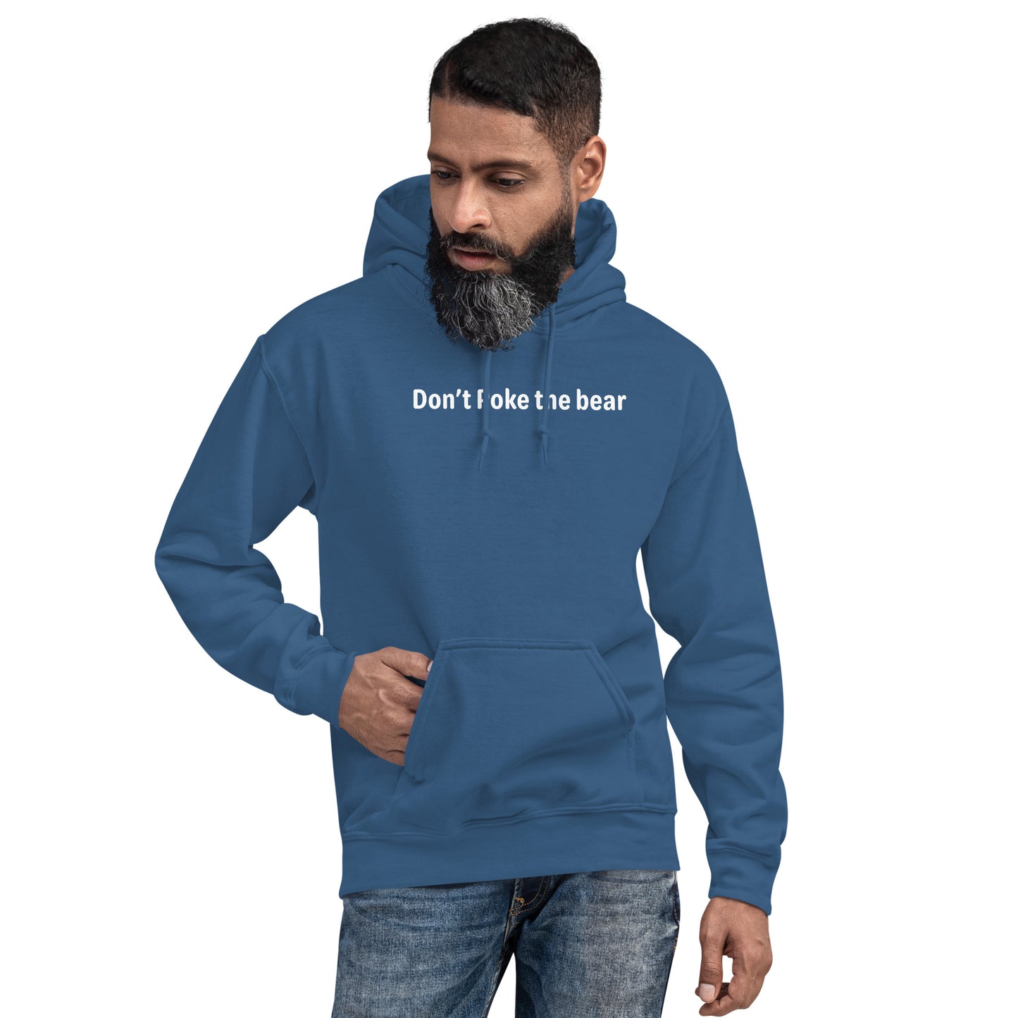 Don't Poke the bear - White text - Mens Hoodie