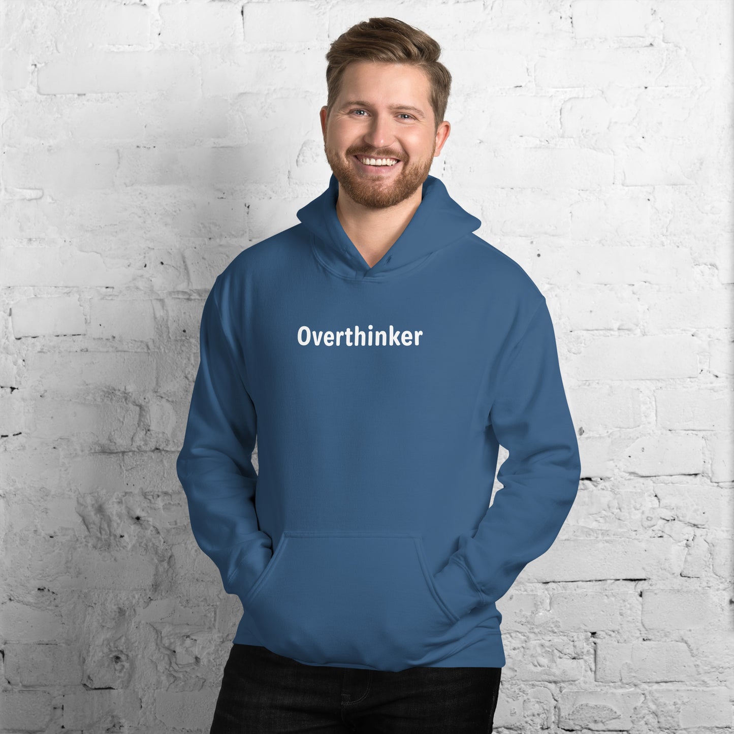 Overthinker - White text - Mens Hoodie