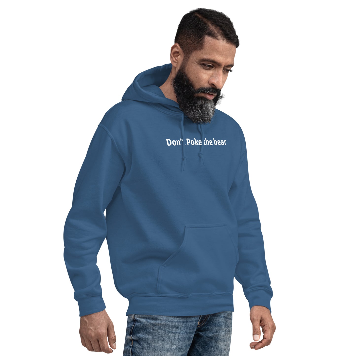 Don't Poke the bear - White text - Mens Hoodie