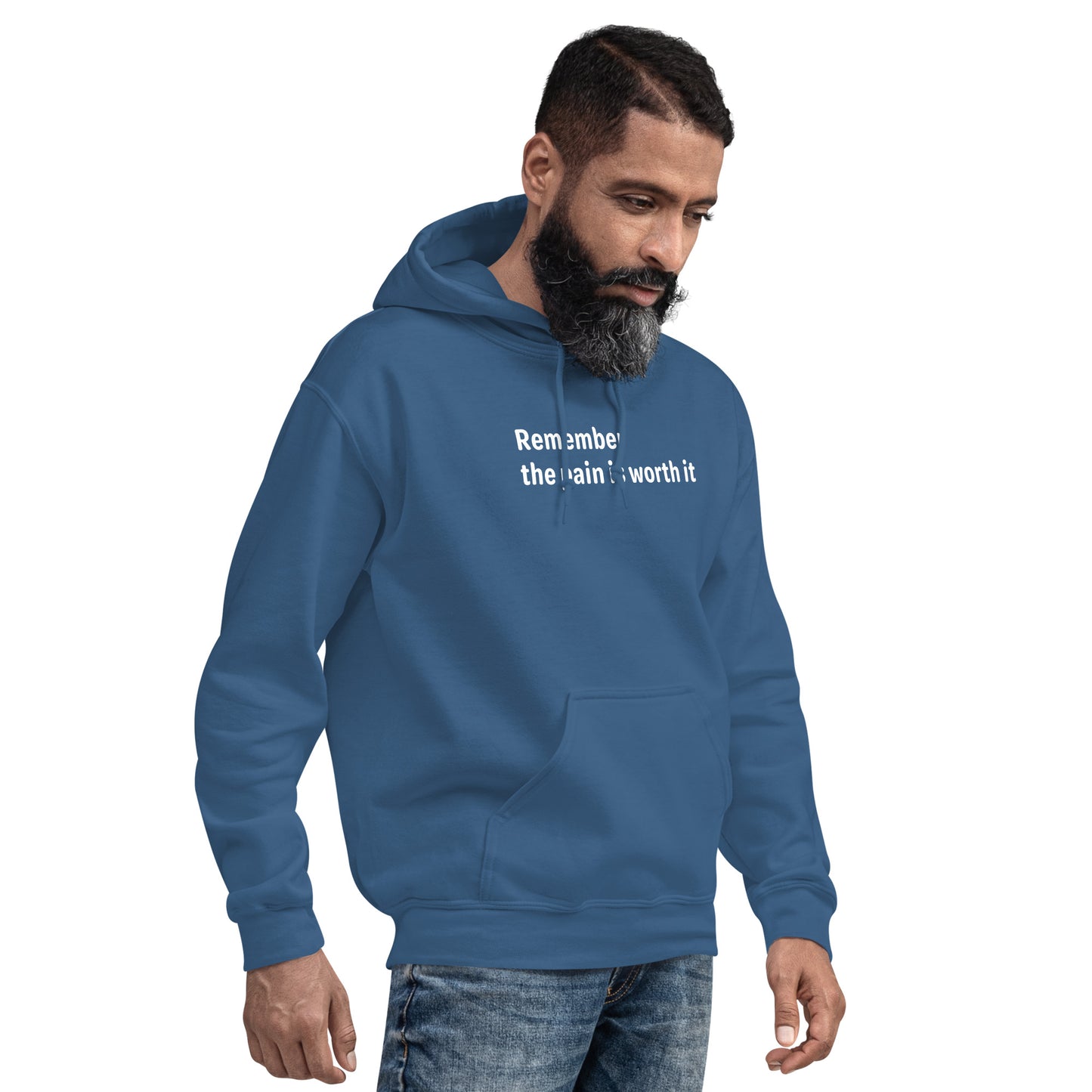 Pain is worth it - White text - Mens Hoodie