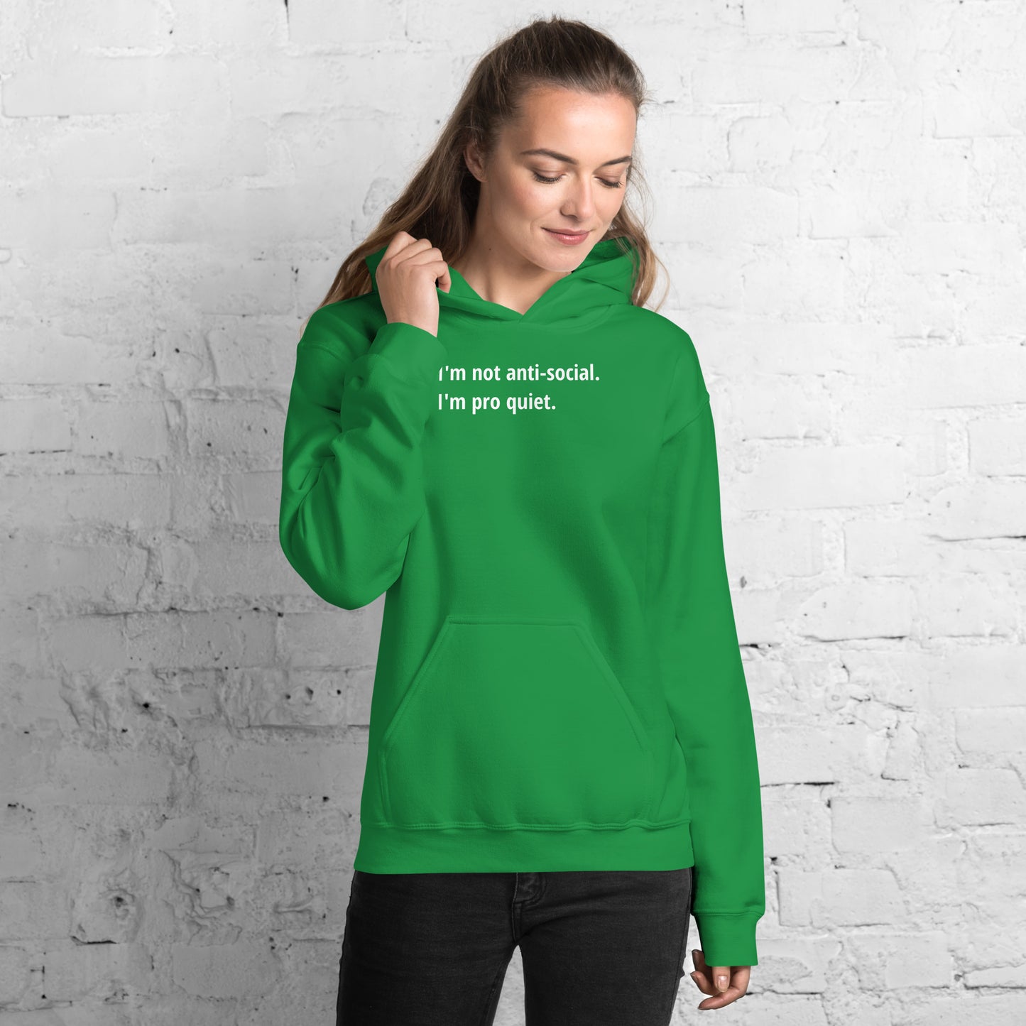 Pro Quiet - White Text - Womens fleece hoodie