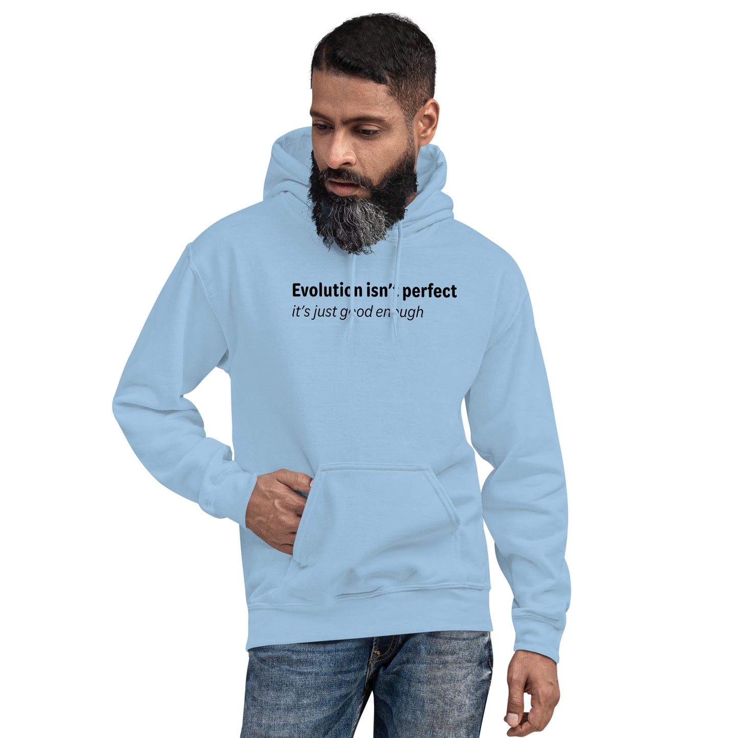 Evolution isn't perfect - Black Text - Mens Hoodie