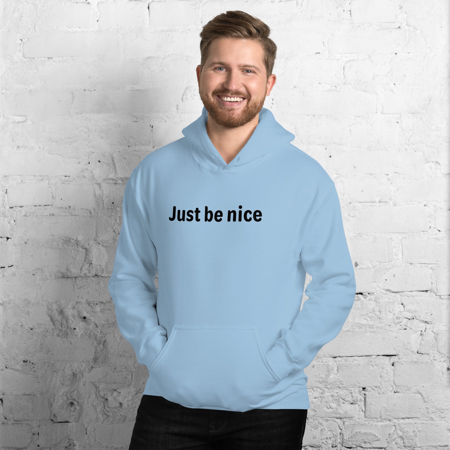 Just be nice - Black Text - Mens Hoodie