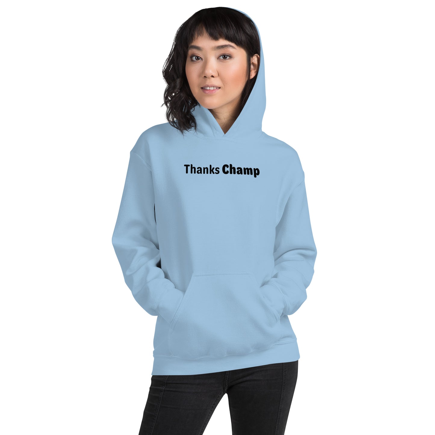 Thanks champ - Black Text - Womens Hoodie