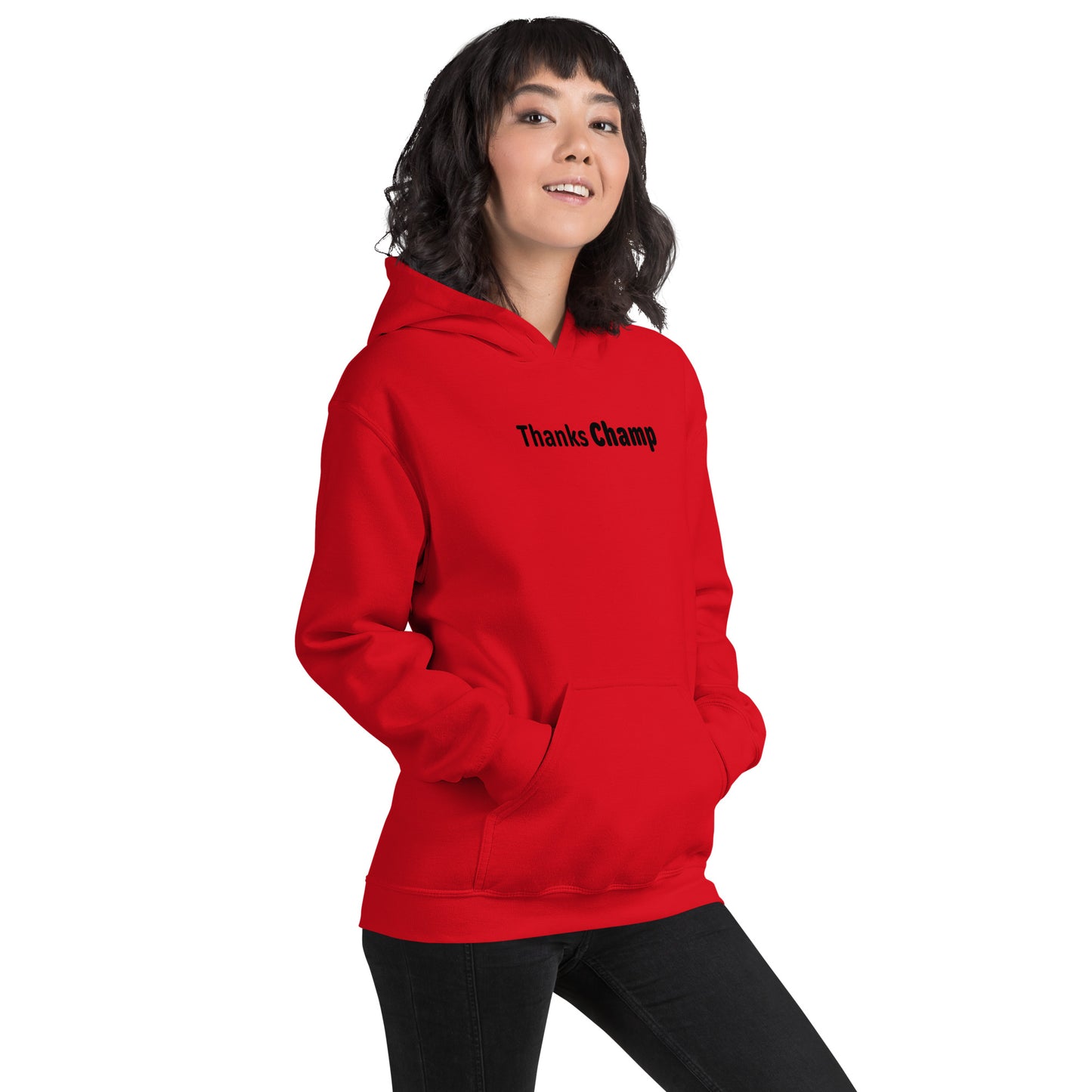 Thanks champ - Black Text - Womens Hoodie