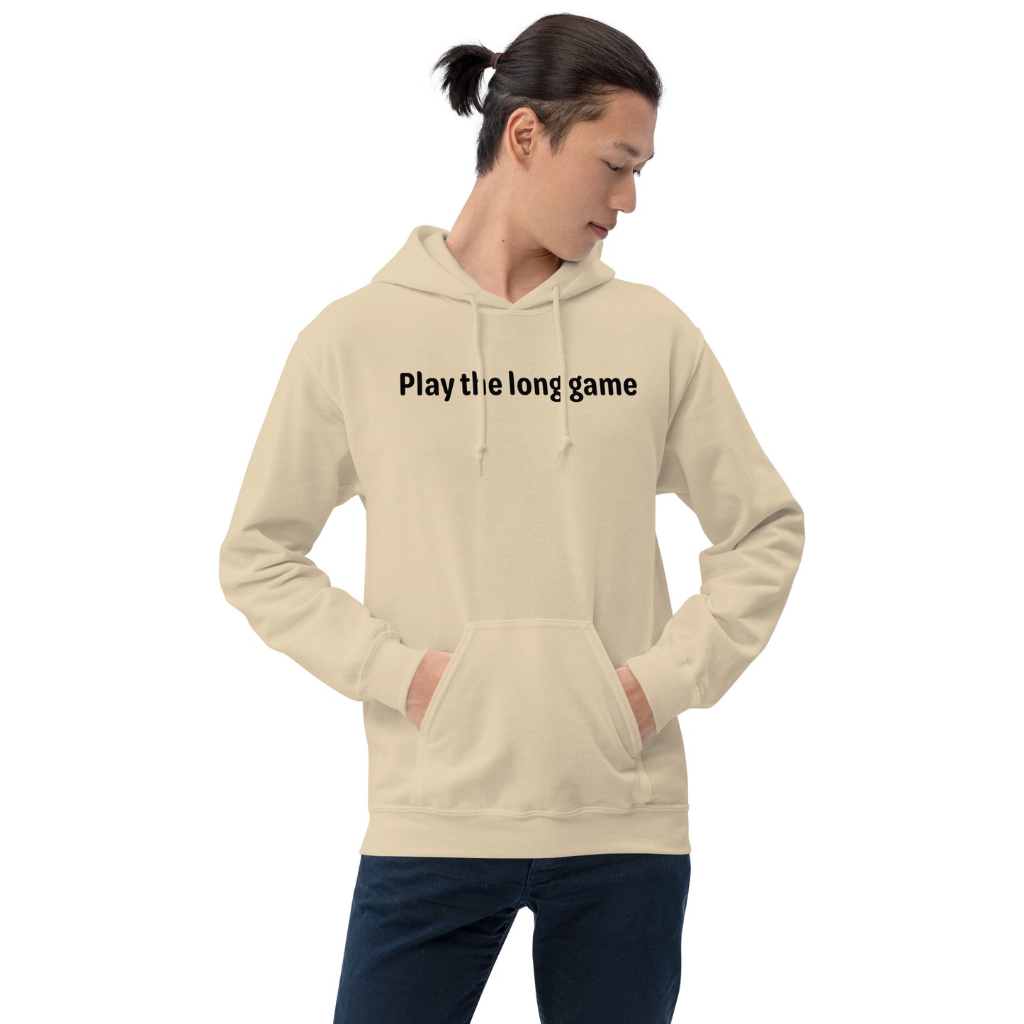 Play the long game - Black Text - Mens Hoodie