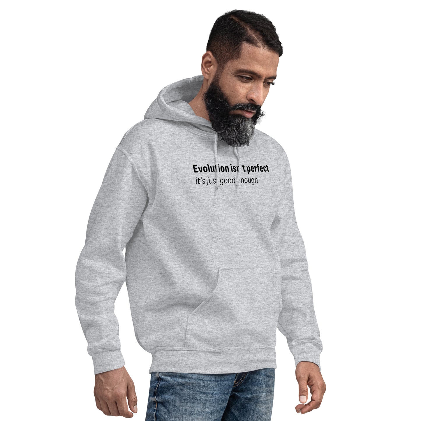 Evolution isn't perfect - Black Text - Mens Hoodie