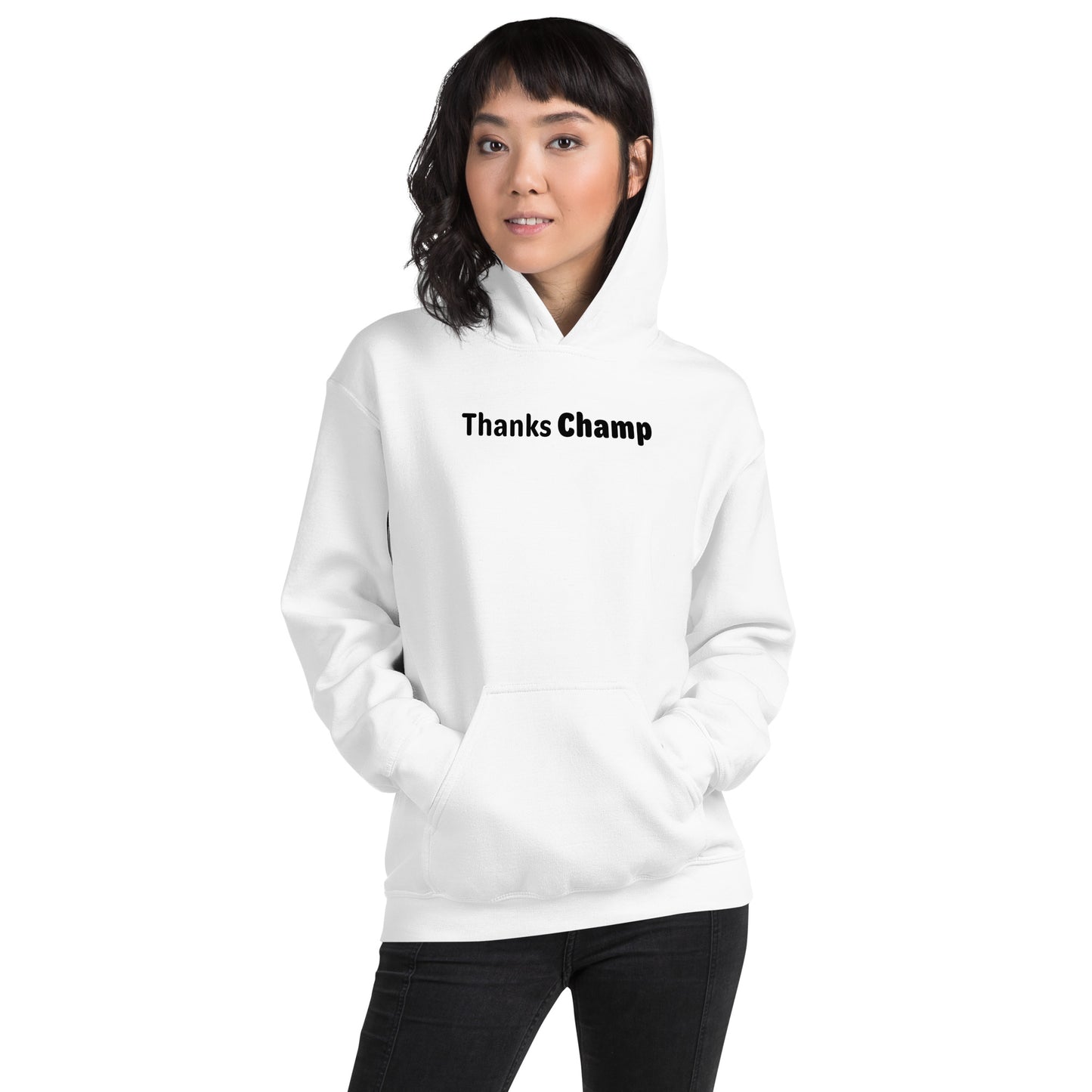 Thanks champ - Black Text - Womens Hoodie