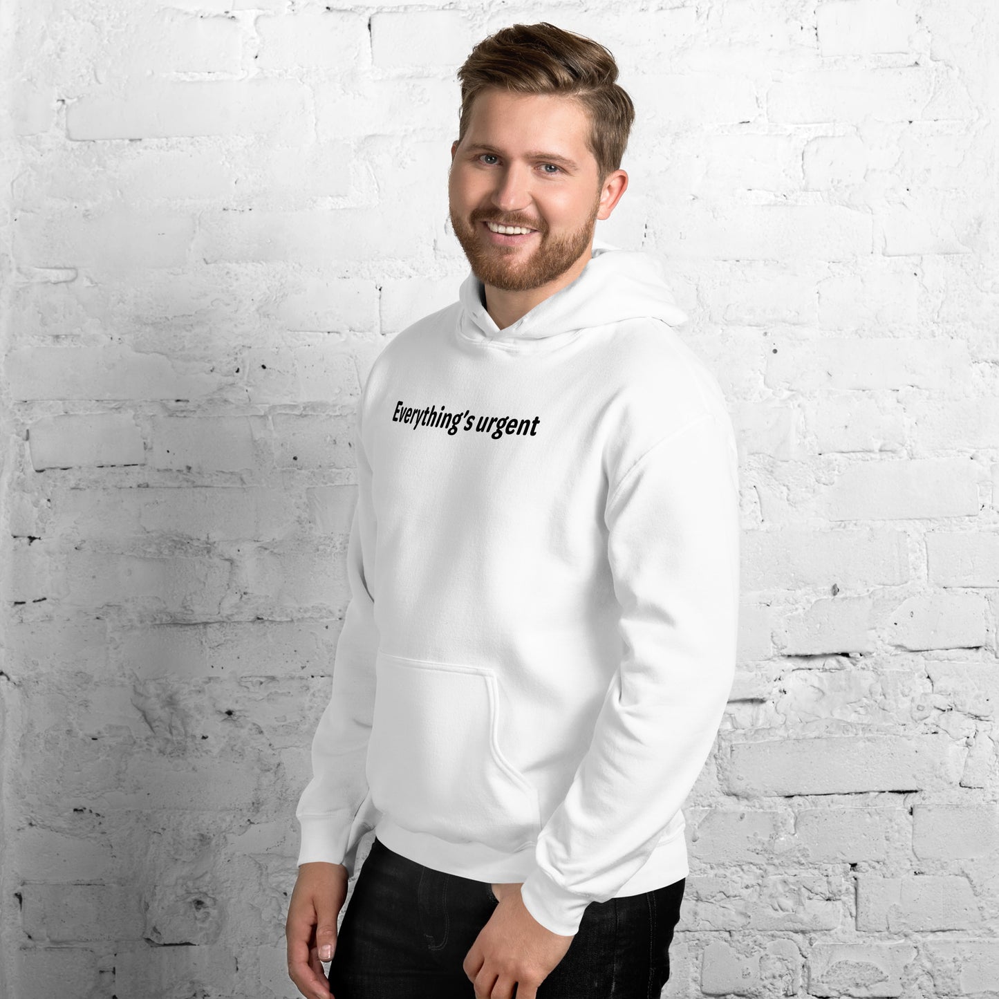 Everything's urgent - Black Text - Mens Hoodie