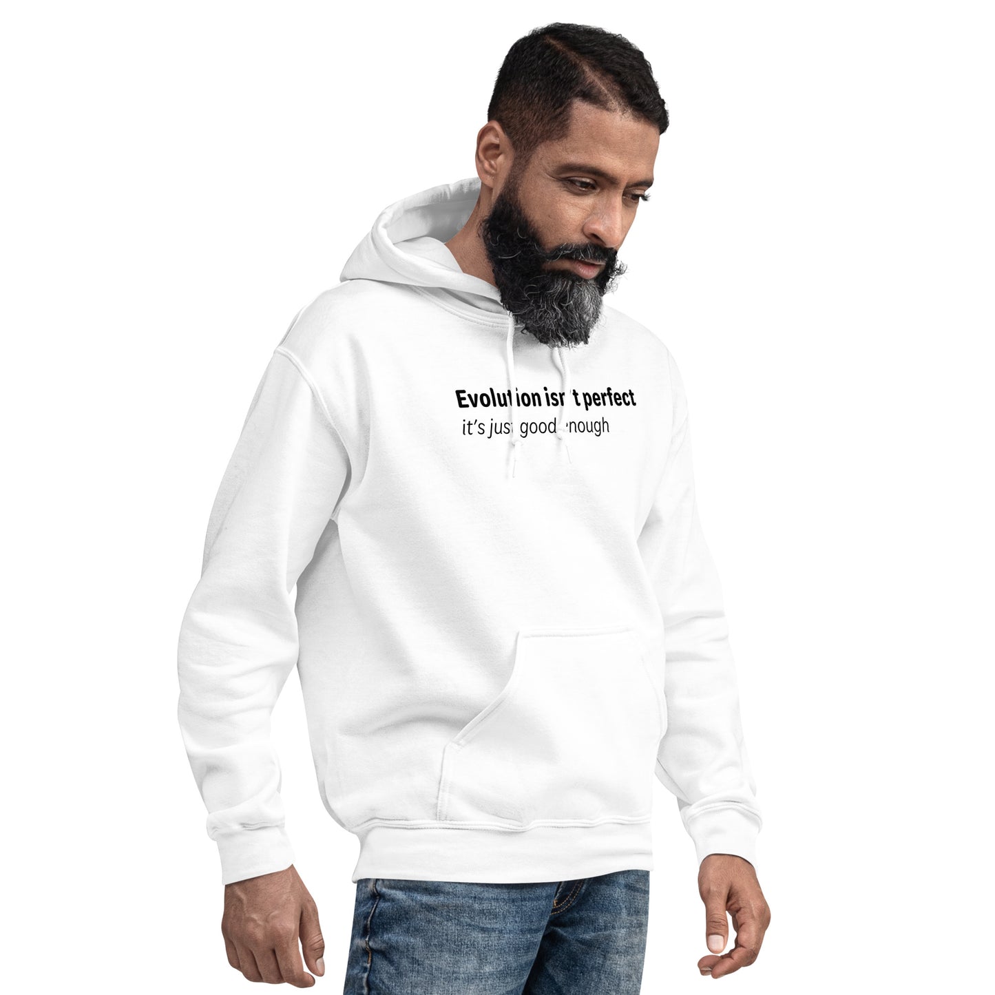 Evolution isn't perfect - Black Text - Mens Hoodie