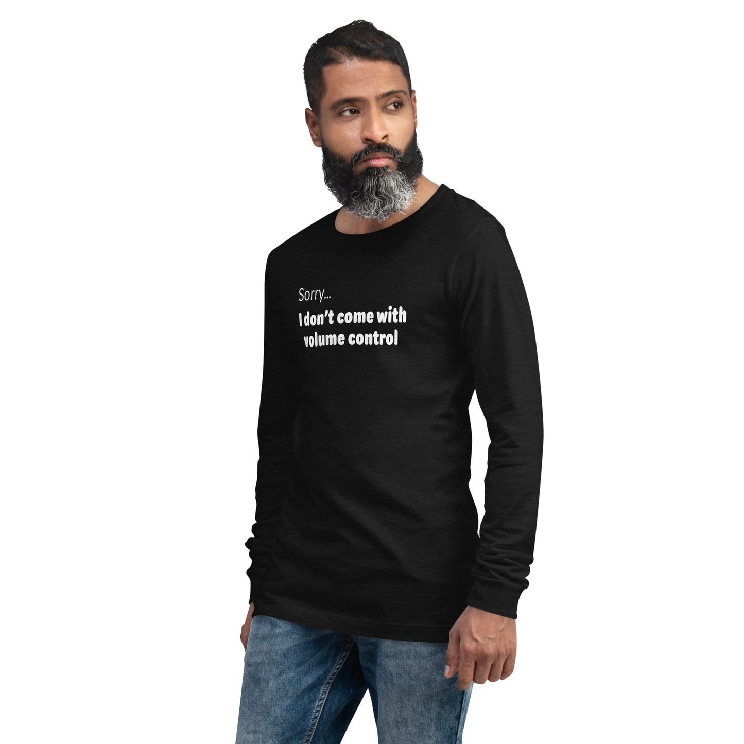 Volume control - White text - Mens Long Sleeve Tee