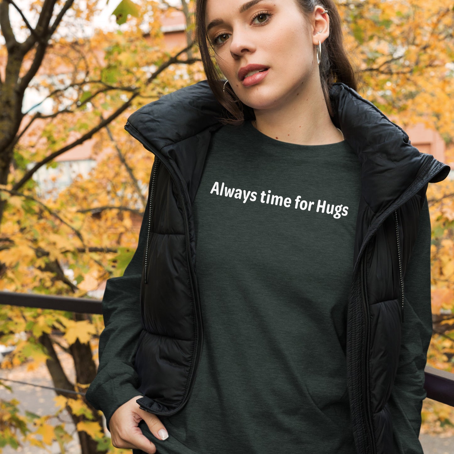 Always time for hugs - White text - Womens Long Sleeve Tee