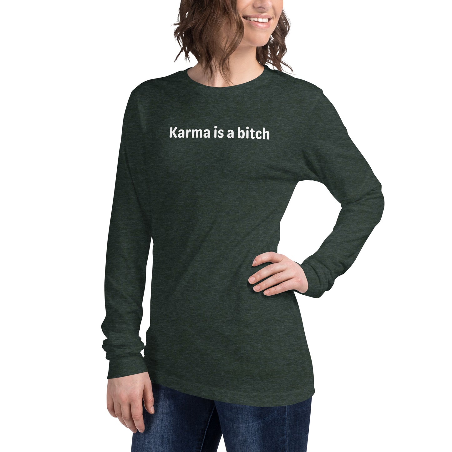 Karma is a bitch - White text - Womens Long Sleeve Tee