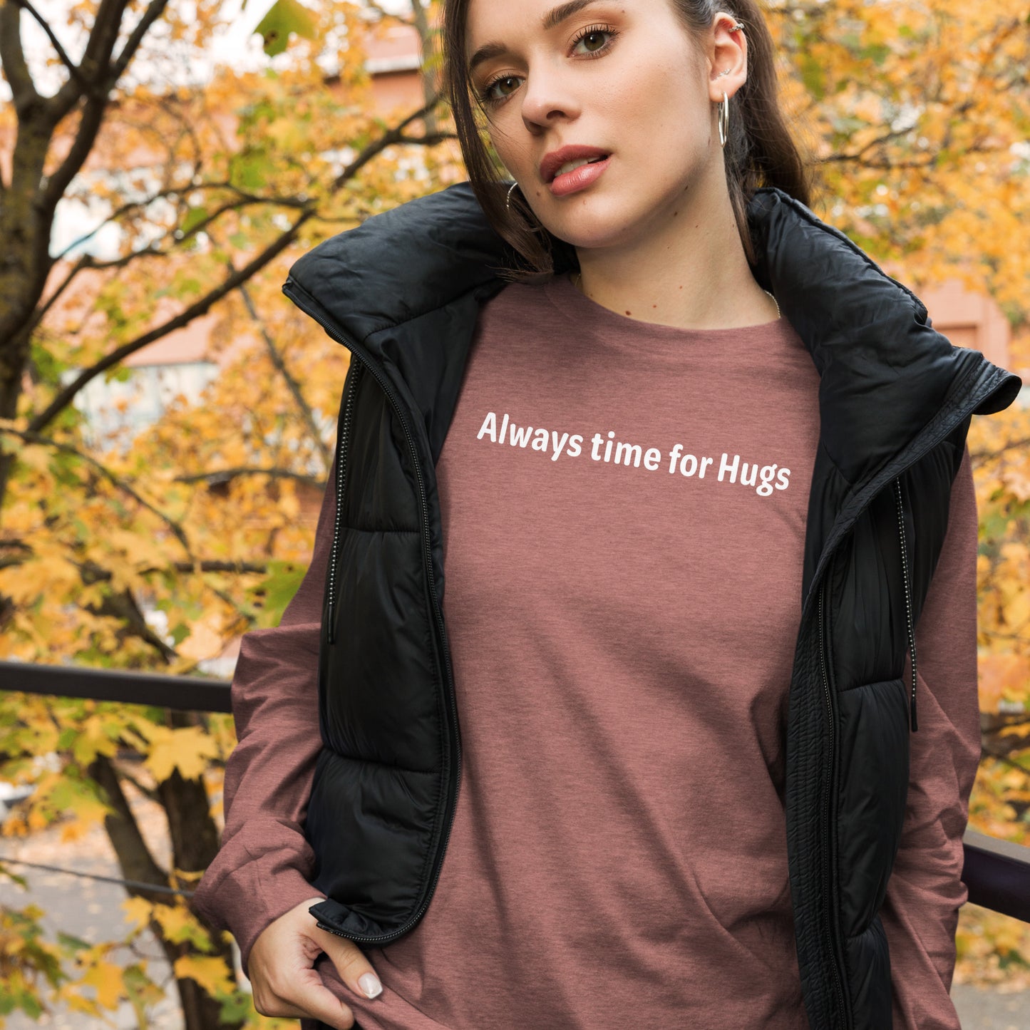 Always time for hugs - White text - Womens Long Sleeve Tee