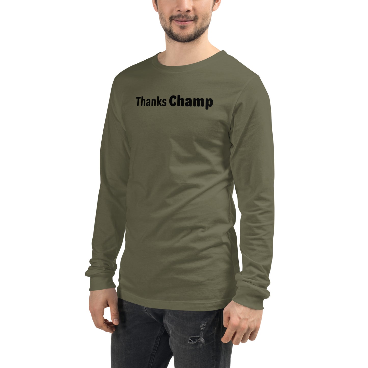 Thanks champ - Black text - Mens Long Sleeve Tee