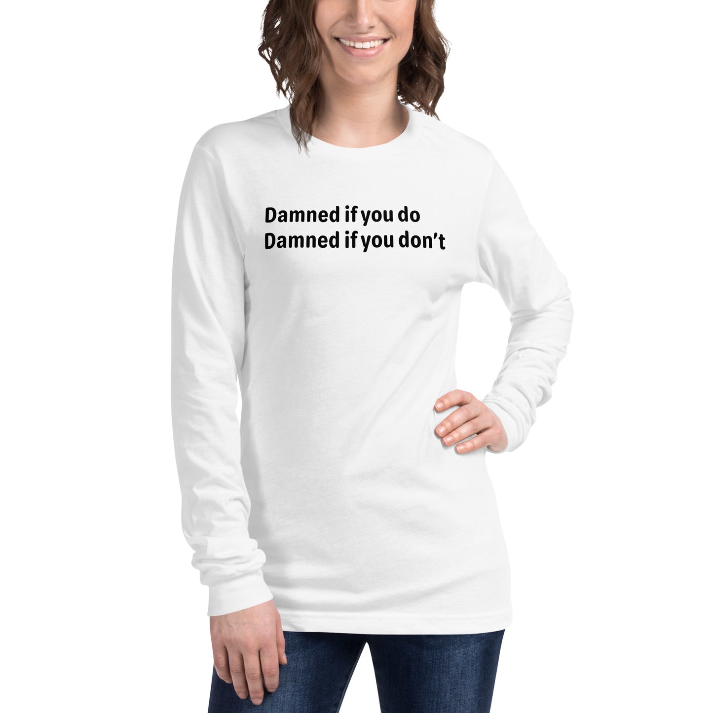 Damned - Black text - Womens Long Sleeve Tee