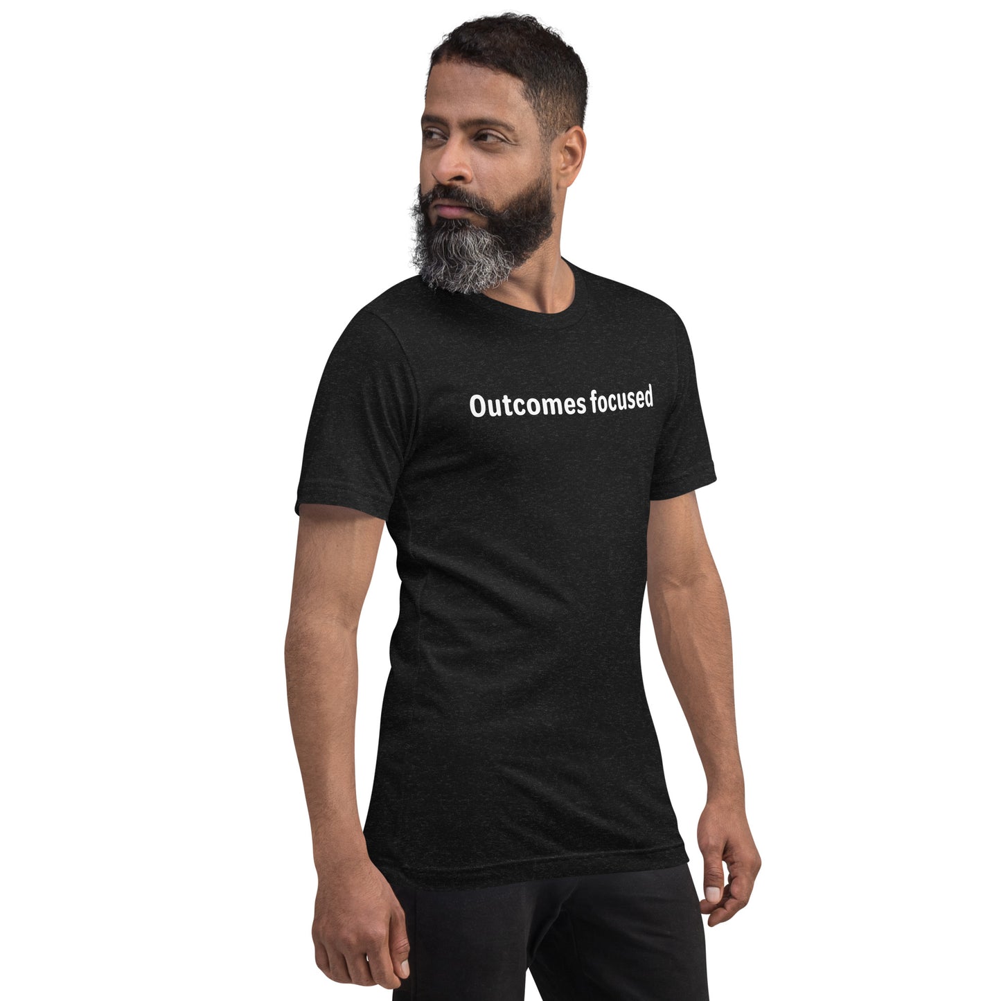 Outcomes focused - White Text - Mens T-Shirt