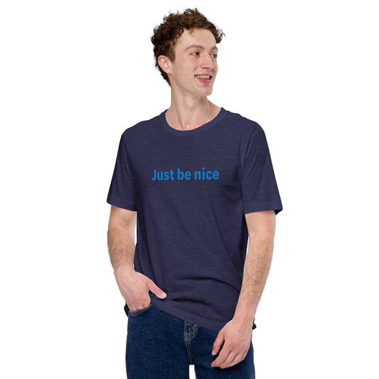 Just be nice - Blue Text - Mens T-Shirt