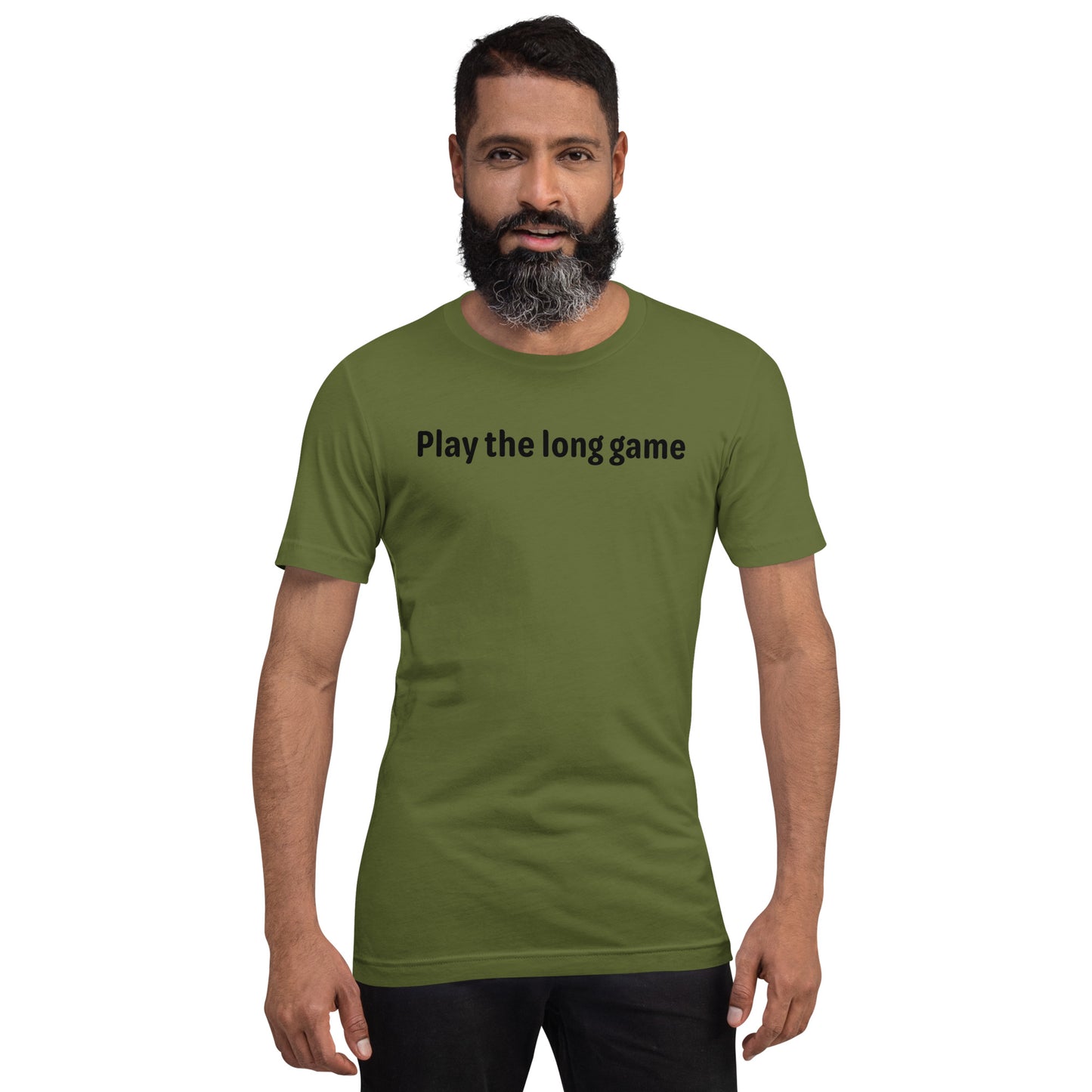 Play the long game - Black Text - Mens T-Shirt