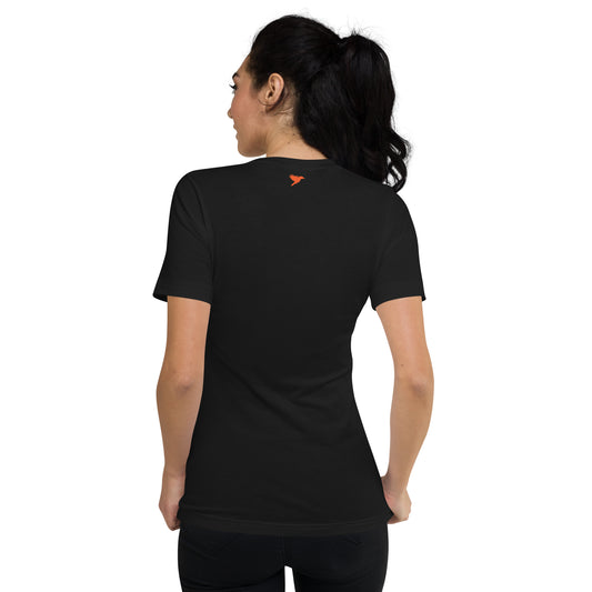 Product of - Orange text - Womens V-Neck T-Shirt