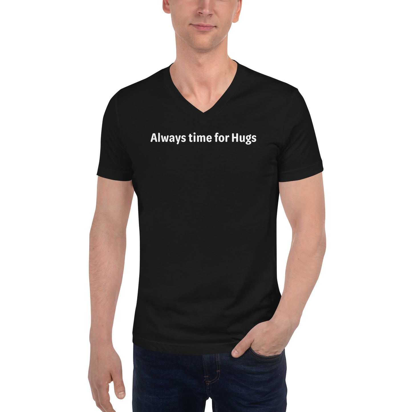 Always time for Hugs - White Text - Mens V-Neck T-Shirt